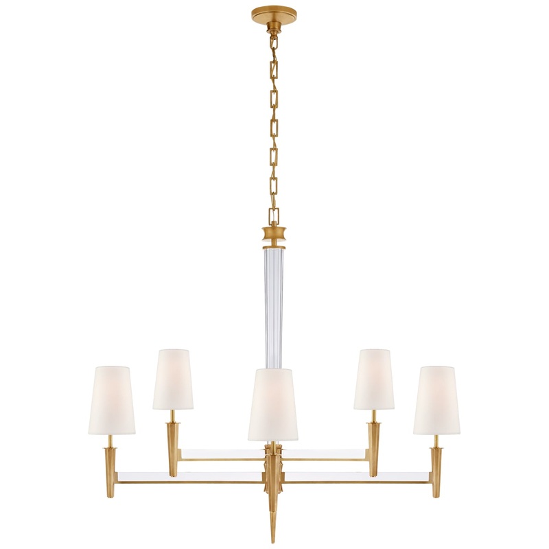 Eight Light Chandelier from the Lyra Collection in Hand-Rubbed Antique Brass And Crystal Finish by Visual Comfort Signature