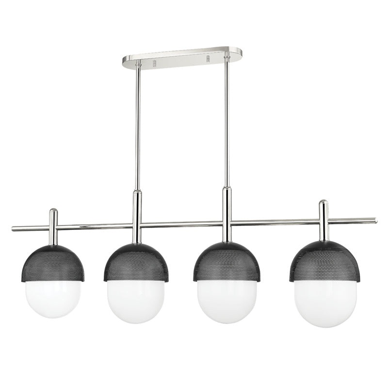 Four Light Island Pendant from the Nyack Collection in Polished Nickel/Black Finish by Hudson Valley