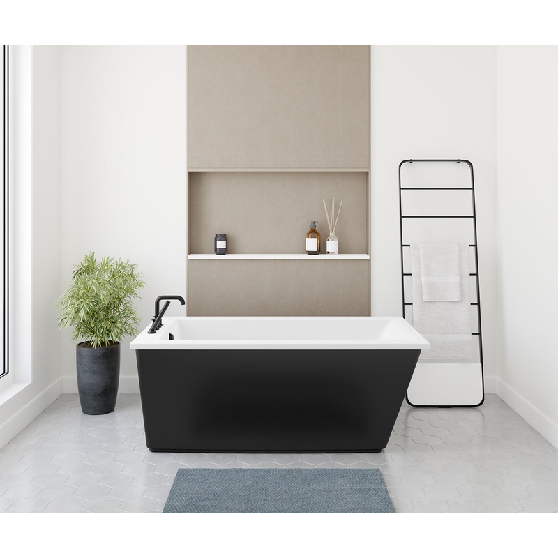 MAAX 106426-000-002-105 Elinor 6032 AcrylX Freestanding End Drain Bathtub in White with Black Skirt