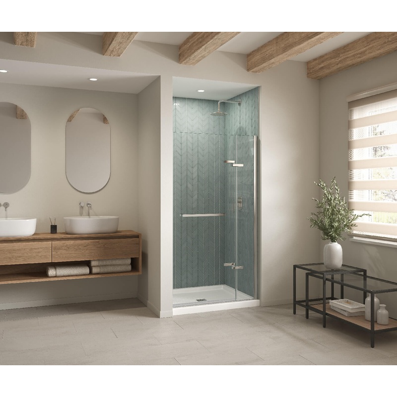 MAAX 420002-541-001-100 B3Square 4834 Acrylic Alcove Shower Base in White with Anti-slip Bottom with Center Drain