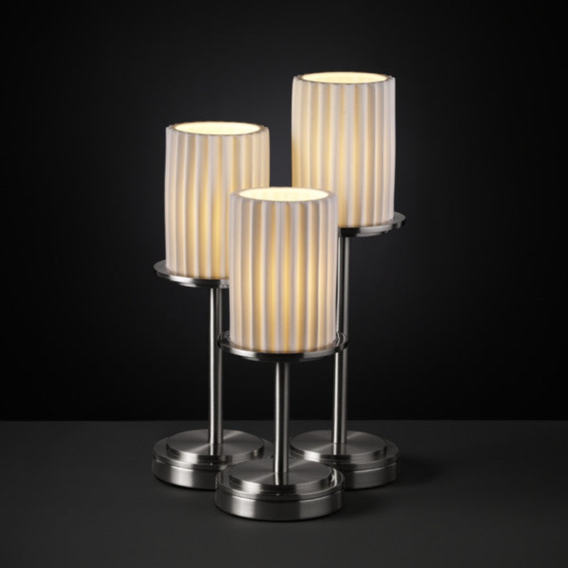 Three Light Table Lamp from the Limoges Collection in Brushed Nickel Finish by Justice Designs