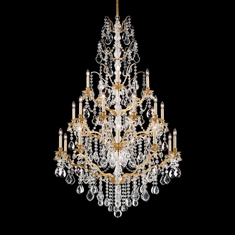25 Light Chandelier from the Bordeaux Collection by Schonbek Heirloom Gold Legacy Crystal