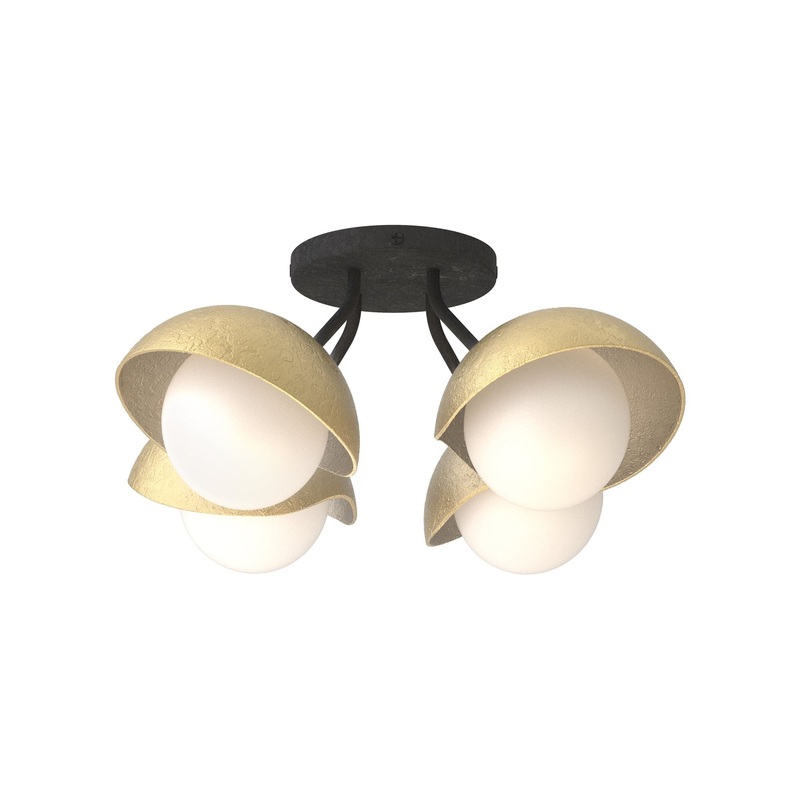 Brooklyn 4-Light Single Shade Semi-Flush Black Modern Brass