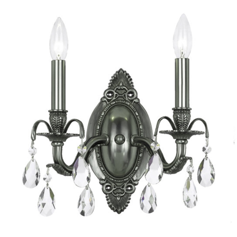 Crystorama 5562-PW-CL-S Dawson Two Light Wall Sconce Pewter