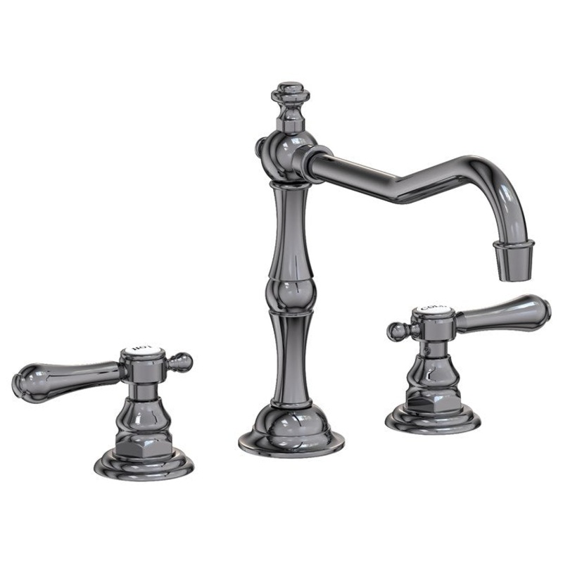 Kitchen Faucet Chesterfield 8 Inch Spread 2 Lever ADA Midnight Chrome Spout Height 5-13/16 Inch Spout Reach 9-1/2 Inch 1.8 Gallons per Minute