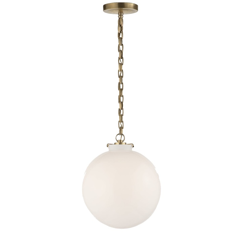 One Light Pendant from the Katie Globe Collection in Hand-Rubbed Antique Brass Finish by Visual Comfort Signature