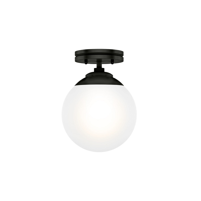 One Light Semi Flush Mount from the Hepburn Collection in Matte Black Finish by Hunter