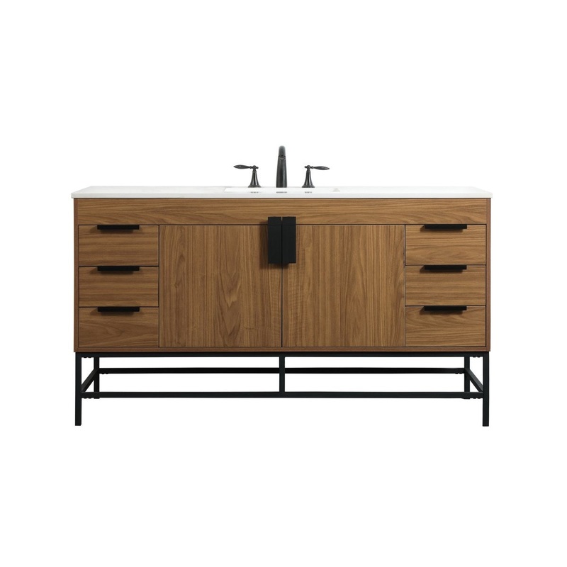 Single Bathroom Vanity from the Eugene Collection in Walnut Brown Finish by Elegant Lighting
