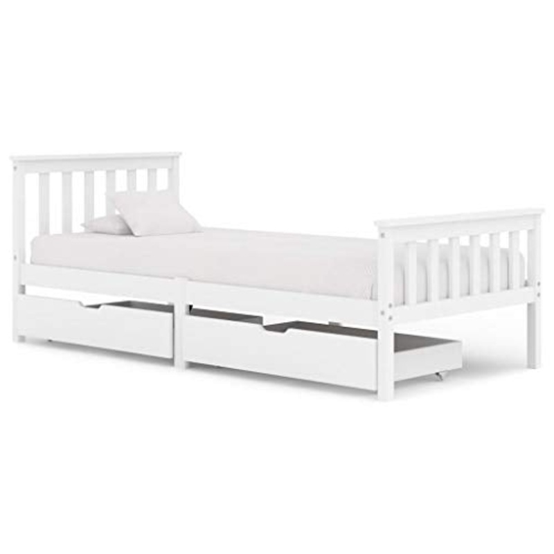 SKM Giroletto con 2 Cassetti Bianco in Massello di Pino 100×200 cm (27.9kg) Bianco-0424