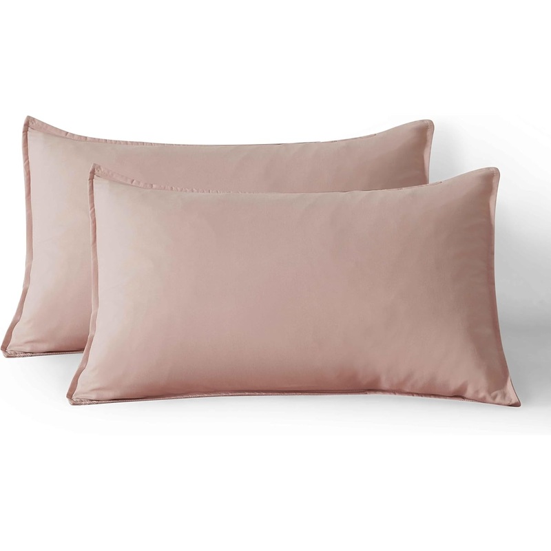 Twin Pack Vintage Washed Microfibre Standard Pillowcase (Pink, Standard)