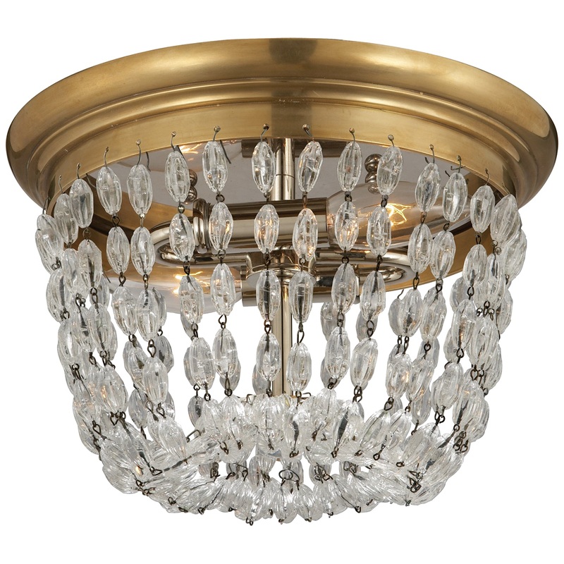 Two Light Flush Mount from the Paris Flea Market Collection in Antique-Burnished Brass Finish by Visual Comfort Signature