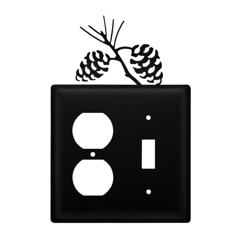 Village Wrought Iron EOS-89 Double Pinecone Single Outlet and Switch Cover