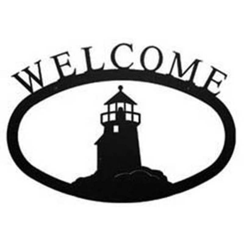 Village Wrought Iron WEL-10-L Lighthouse Welcome Sign Large