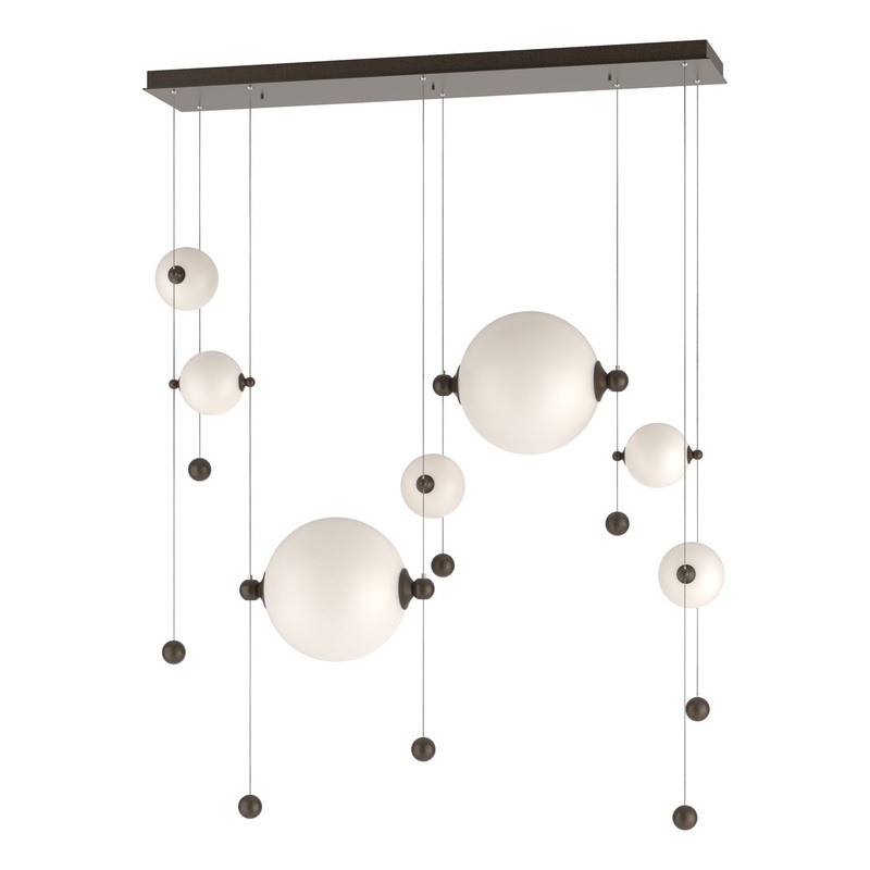 Abacus 7-Light Double Linear LED Pendant Bronze Opal Glass (GG)