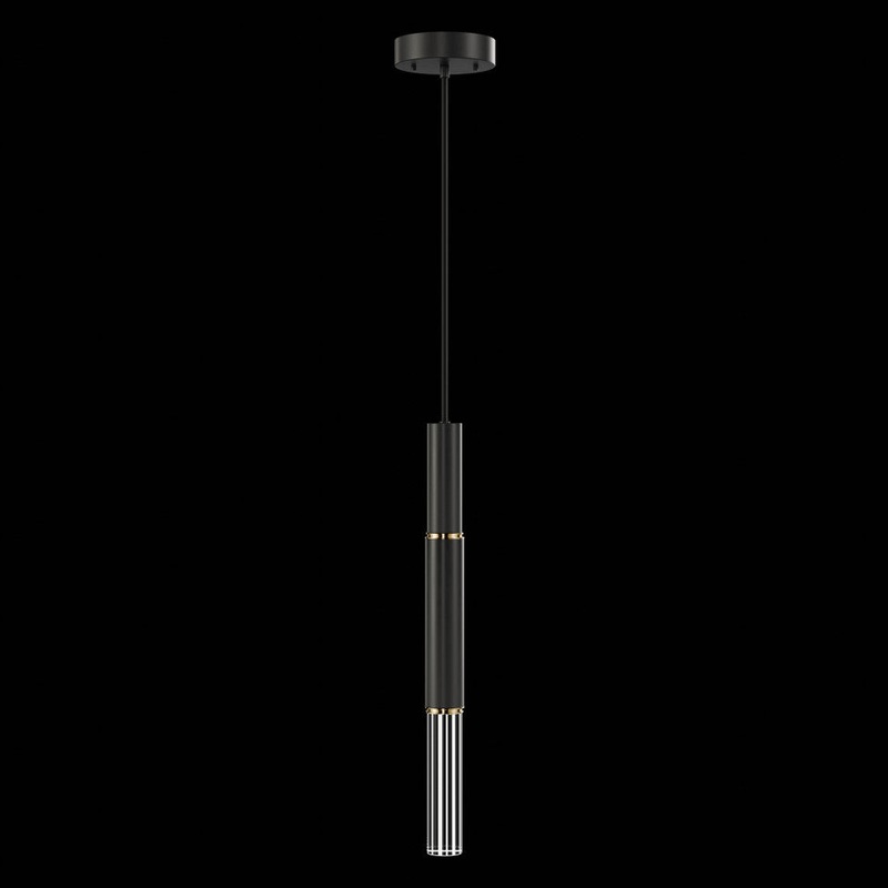 Antonia 6.5″W Round Pendant Black/Brass/No Skin