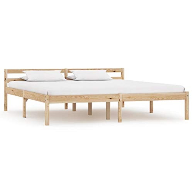 BIGTO – Struttura per letto in legno di pino massiccio, per camera da letto, colore: marrone, 160 x 200 cm