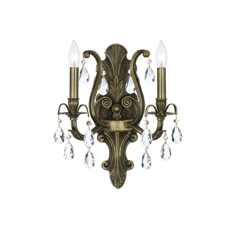 Crystorama 5563-AB-CL-SAQ Dawson Two Light Wall Sconce Antique Brass