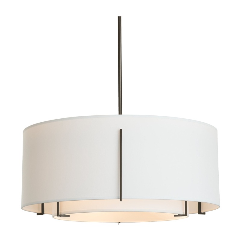 Exos Double Shade Pendant Oil Rubbed Bronze Natural Anna Inner Shade & Natural Anna Outer Shade