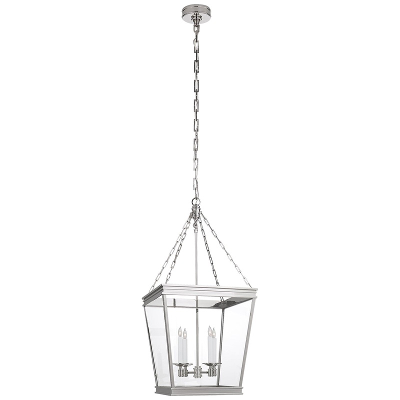 Four Light Lantern from the Launceton Collection in Polished Nickel Finish by Visual Comfort Signature
