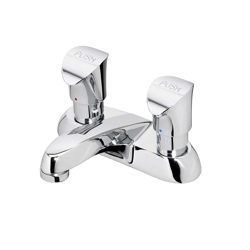 Gerber G0044340 Chrome Two Handle 4″ Lavatory Metering Faucet 0.5 Gpm