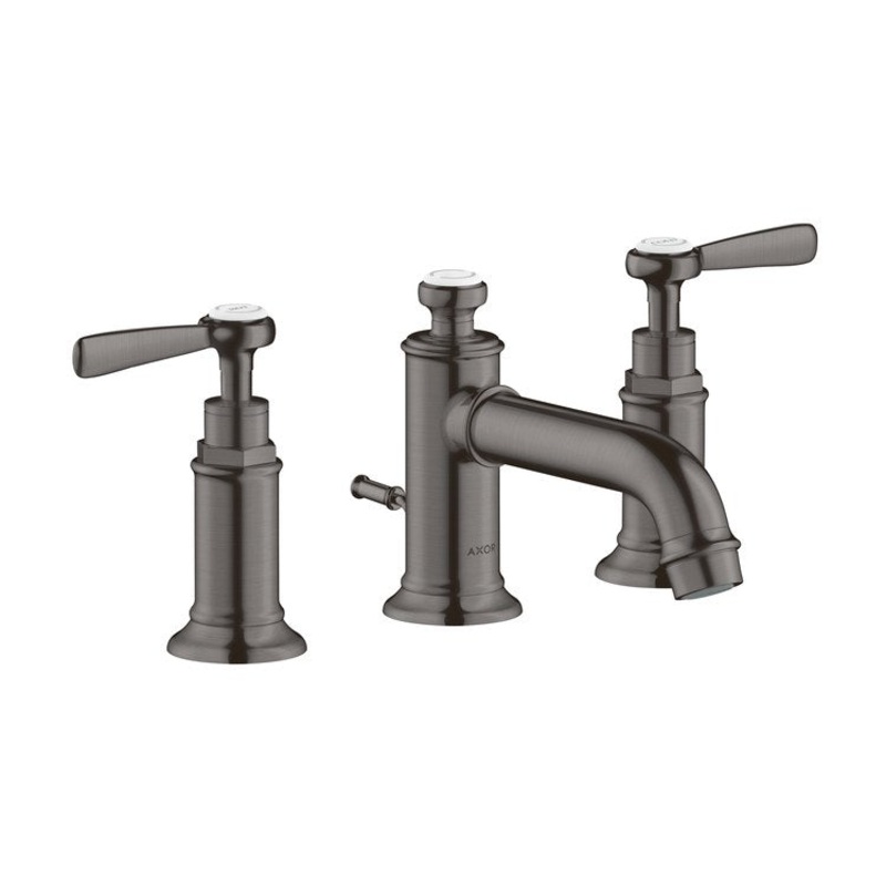 Lavatory Faucet Montreux Widespread 8 Inch Spread 2 Lever ADA Brushed Black Chrome 1.2 Gallons per Minute Rigid Pop-Up 3 Hole 1-1/8 Inch
