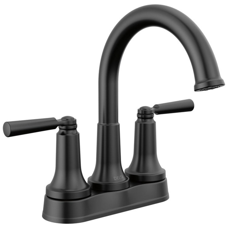 Lavatory Faucet Saylor Centerset 2 Lever ADA WaterSense Matte Black 1.2 Gallons per Minute Metal Pop-Up 5-3/8 Inch