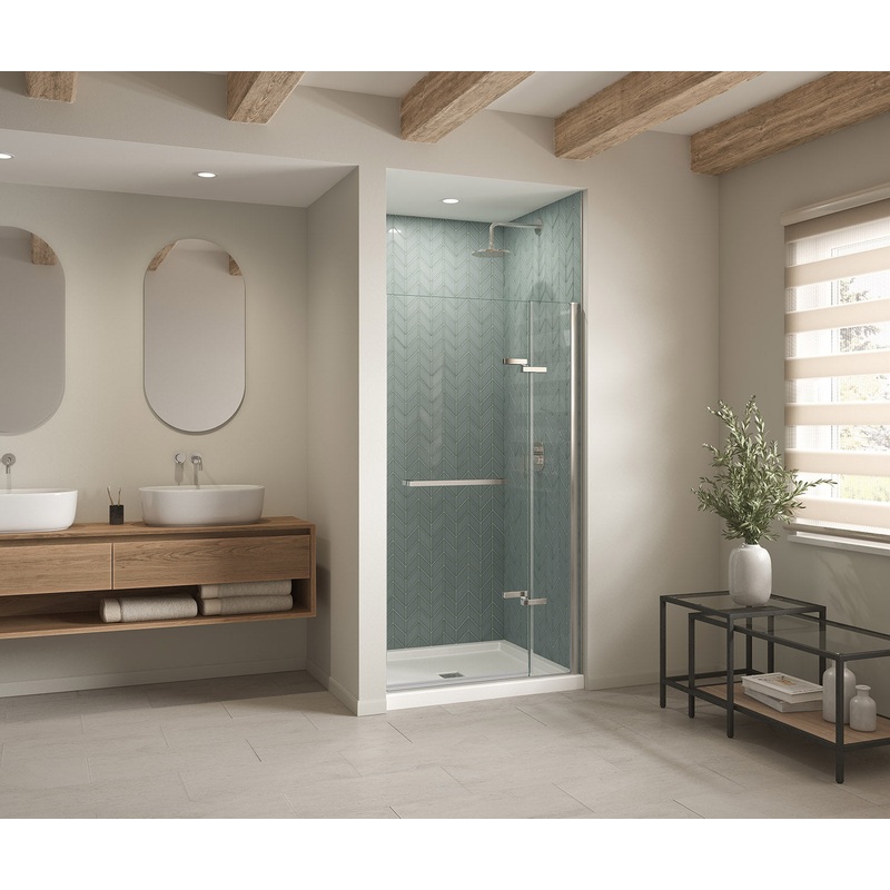 MAAX 420034-541-001-100 B3Square 4236 Acrylic Alcove Shower Base in White with Anti-slip Bottom with Center Drain