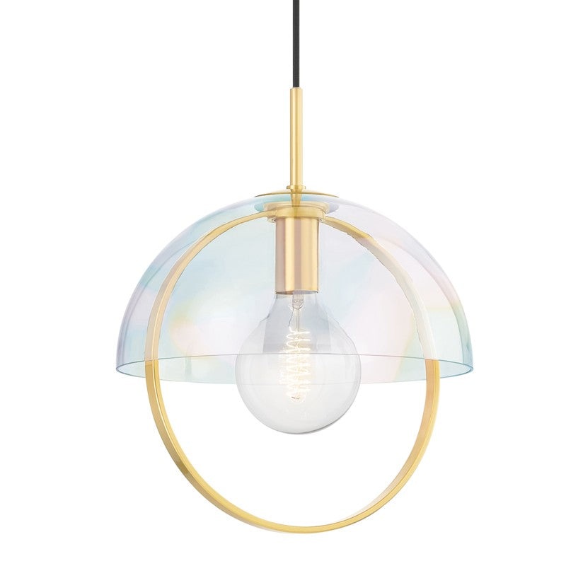 One Light Pendant from the Meriah Collection in Aged Brass Finish by Mitzi
