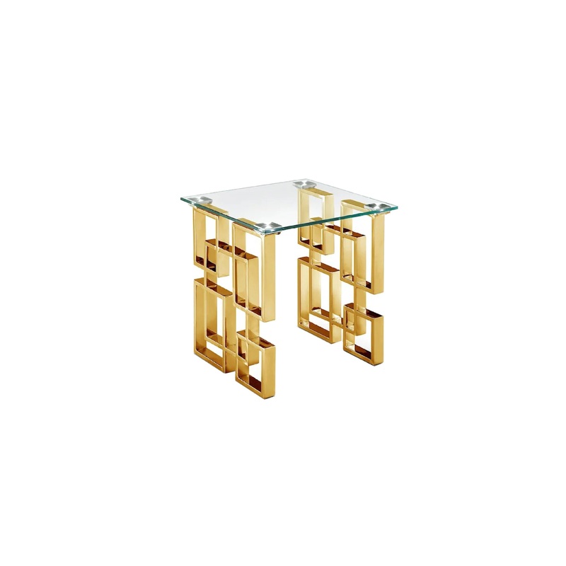 Royale Gold Side Table – White Marble