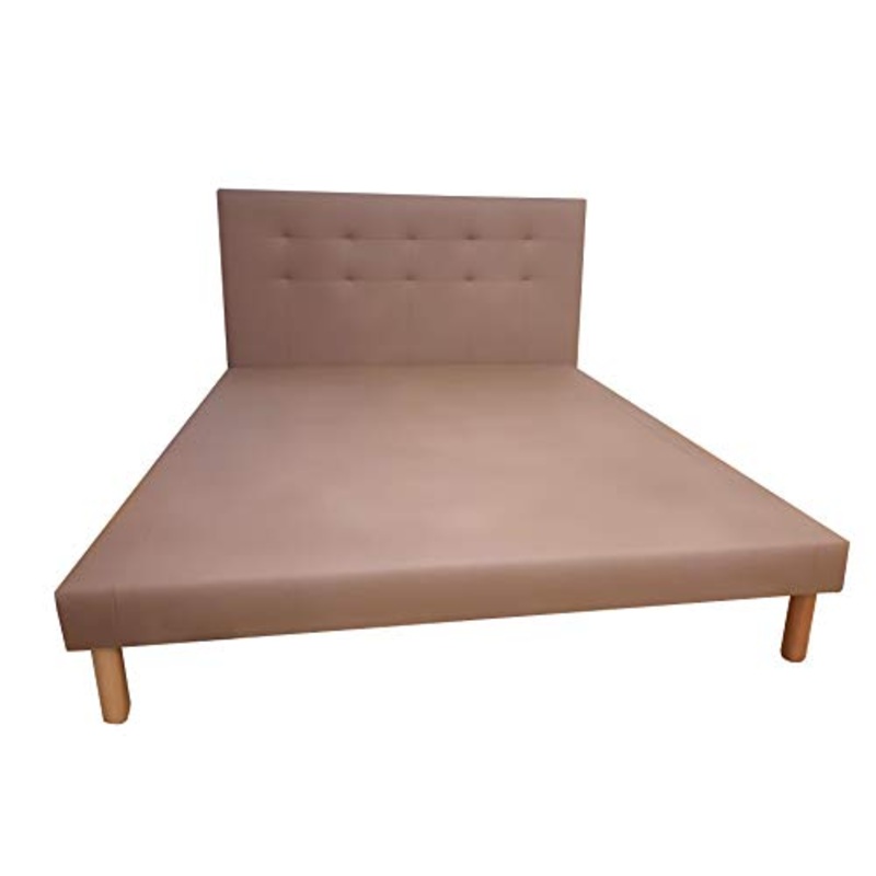 SARDAMATERASSI letto matrimoniale in similpelle tortora, con rete in doghe di faggio inclusa con un design alla moda