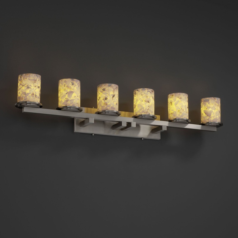 Six Light Bath Bar from the Alabaster Rocks! Collection in Brushed Nickel Finish by Justice Designs