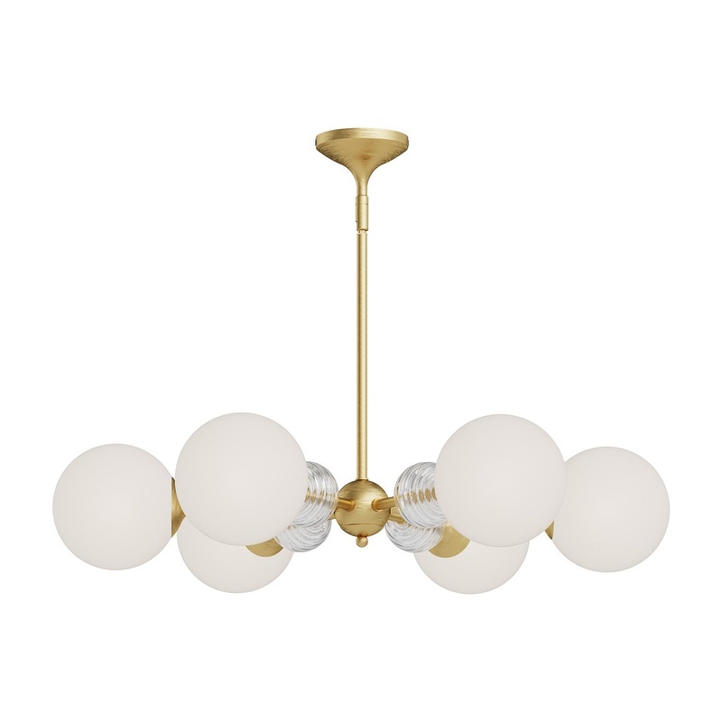 Six Light Chandelier from the Celia Collection in Brushed Gold/Opal Glass|Matte Black/Opal Glass Finish by Alora