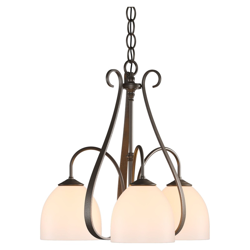 Sweeping Taper 3-Arm Chandelier Bronze Opal Glass (GG)