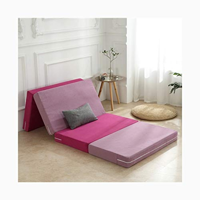 YANGLY 10 Centimetri di Spessore Multifunzionale Materasso Pieghevole Fold 4 Materasso for Pausa Pranzo Mats, Mats Gioco, Tatami, Letti A Castello (Color : Striped Powder, Size : 39x79inch)
