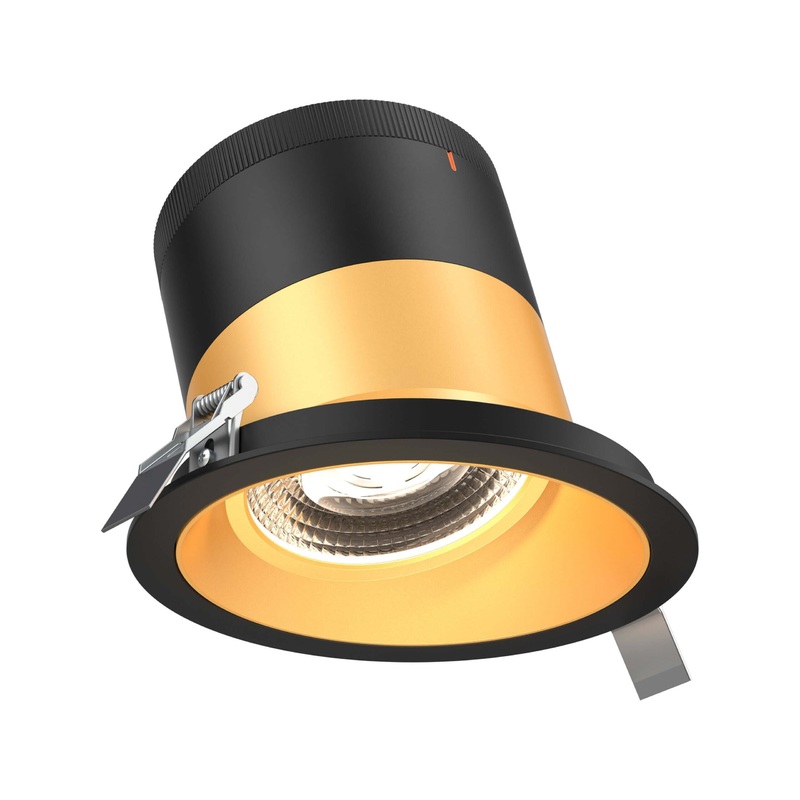 6″ Modular Downlight Gold with Black Trim 35 Degrees Sloped Ceiling