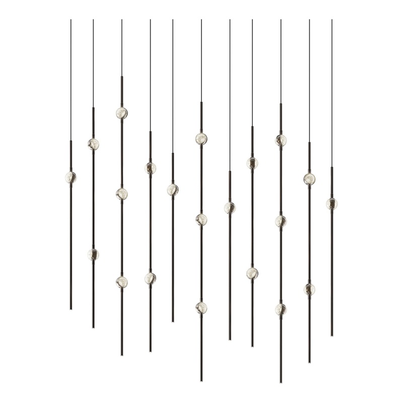 Aries 36″ Rectangle LED Pendant Espresso Black with Clear Faceted Acrylic 2200K 20′ Adjustable Cord