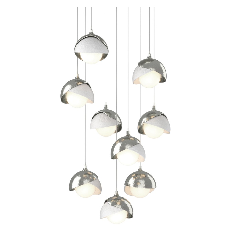 Brooklyn 9-Light Double Shade Pendant Sterling White