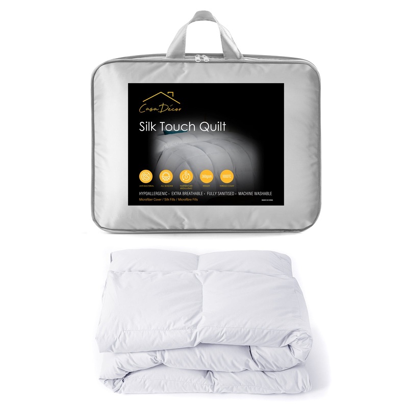 Casa Decor Silk Touch Quilt 360GSM All Seasons Antibacterial Hypoallergenic – Double – White