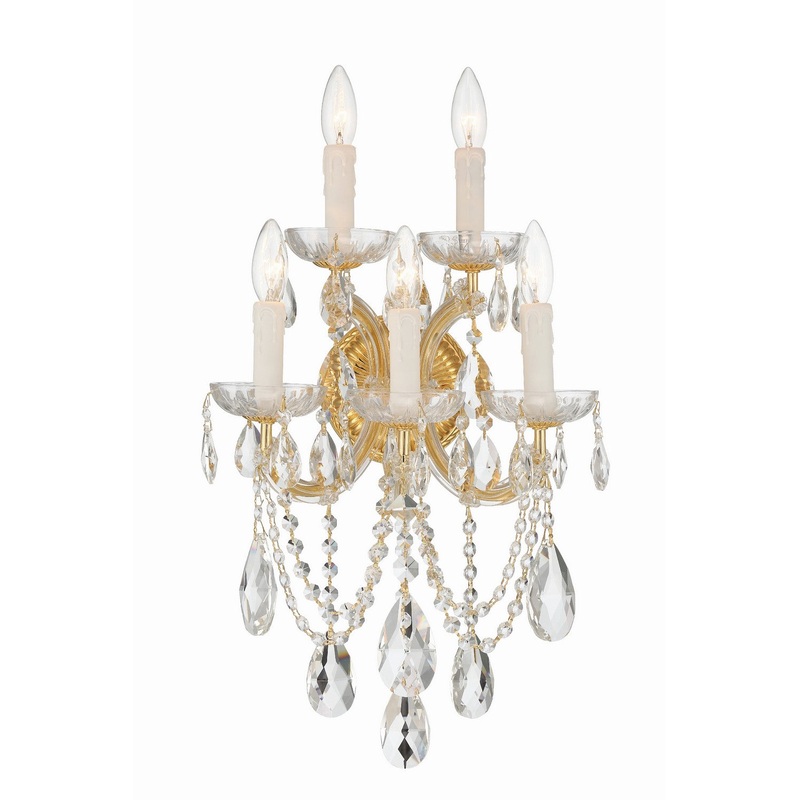 Crystorama 4425-GD-CL-S Maria Theresa Five Light Wall Sconce Gold