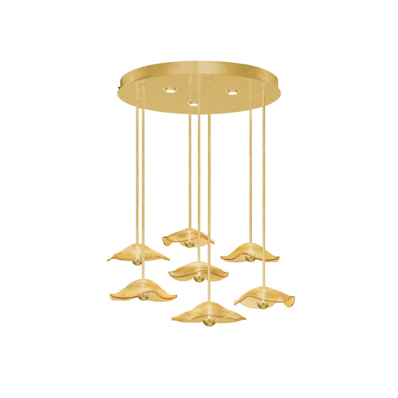 Embark 43″W Round Pendant Gold Leaf/Amber