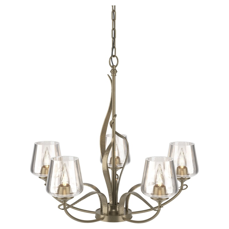 Flora 5-Arm Chandelier Soft Gold Clear Glass (ZM)