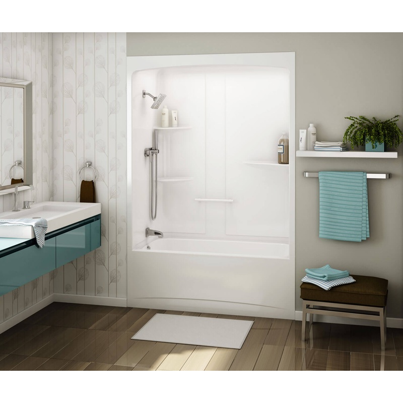 MAAX 107000-SL-000-001 ALLIA TSR-6032 Acrylic Alcove Left-Hand Drain Three-Piece Tub Shower in White