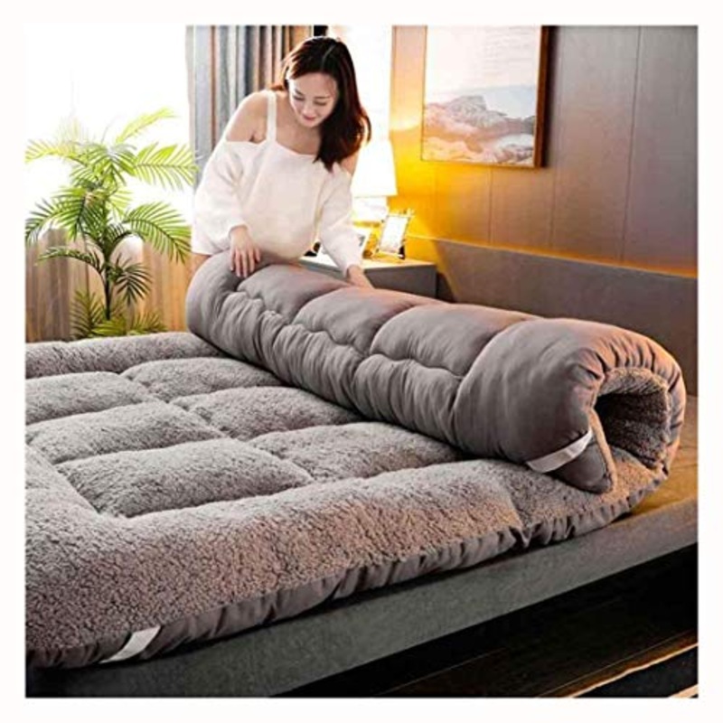 Materasso Con Cuscino in Tatami Futon Giapponese Addensato, Materasso in Tatami Tappetino, Materassi Pieghevoli, Adatto Per Tutte Le Stagioni, gray-200x220cm