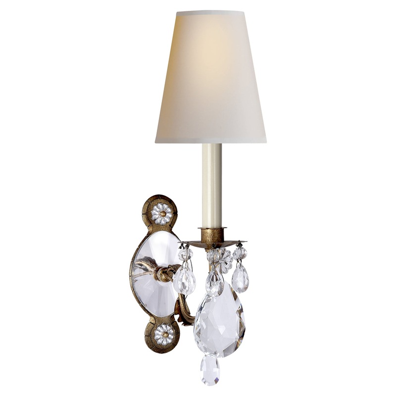 One Light Wall Sconce from the Yves Collection in Gilded Iron And Crystal Finish by Visual Comfort Signature