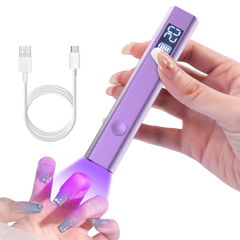 Purple Handheld UV LED Nail Curing Pen – Portable USB-C Rechargeable Light for Fast-Drying Gel Polish & Nail Art