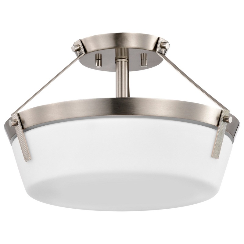 Three Light Semi Flush Mount from the Rowen Collection in Brushed Nickel Finish by Nuvo Lighting