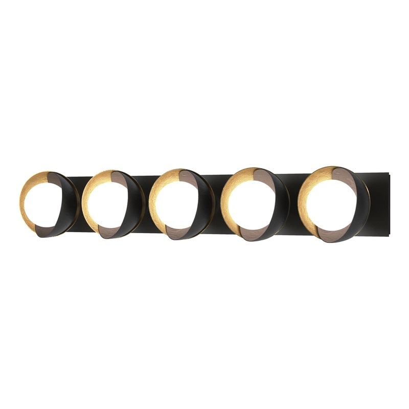 Brooklyn 5-Light Straight Double Shade Bath Sconce Black Modern Brass