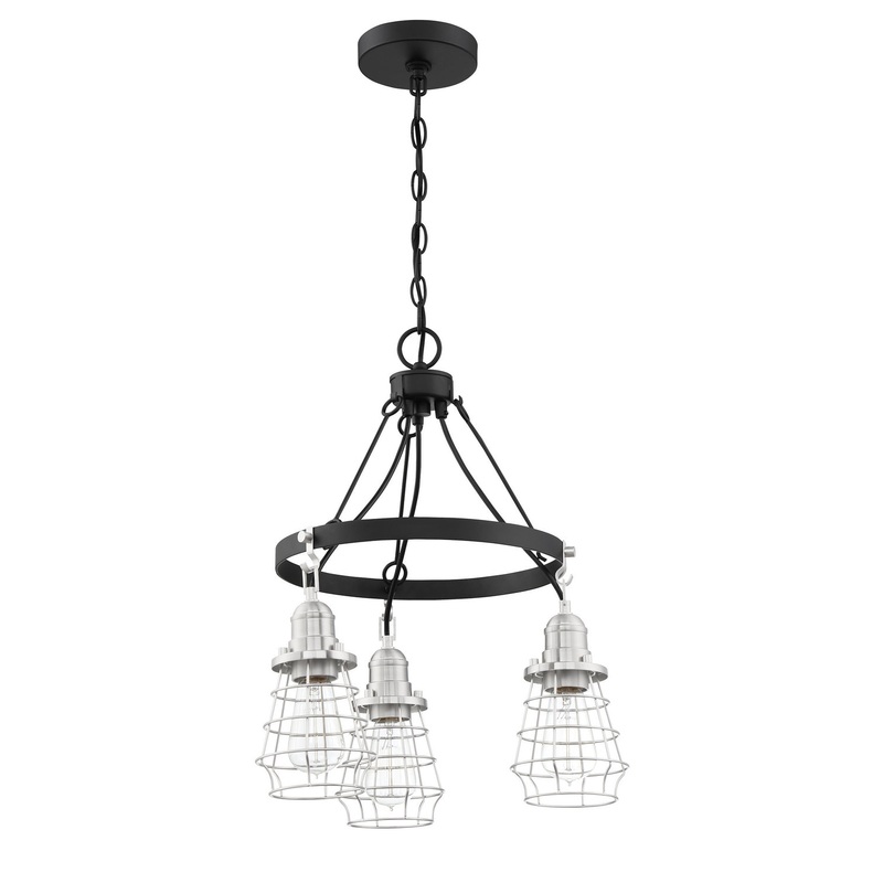 Craftmade 50623-FBBNK Thatcher Three Light Chandelier Flat Black/Brushed Polished Nickel (Discontinued)