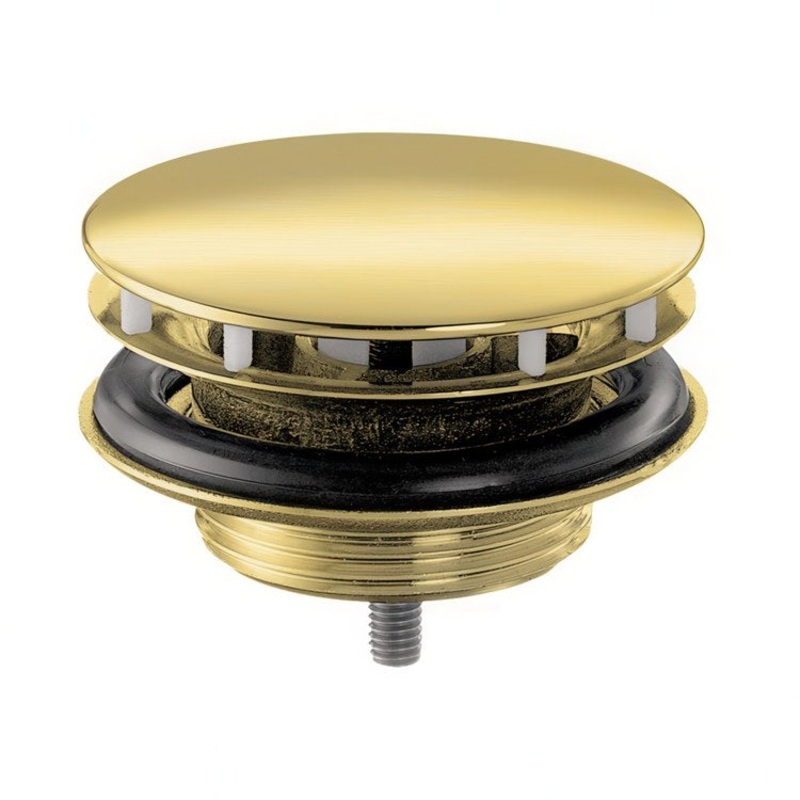 Drain Assembly Non-Closing Less Overflow Polished Gold Optic 1-1/4 Inch Brass