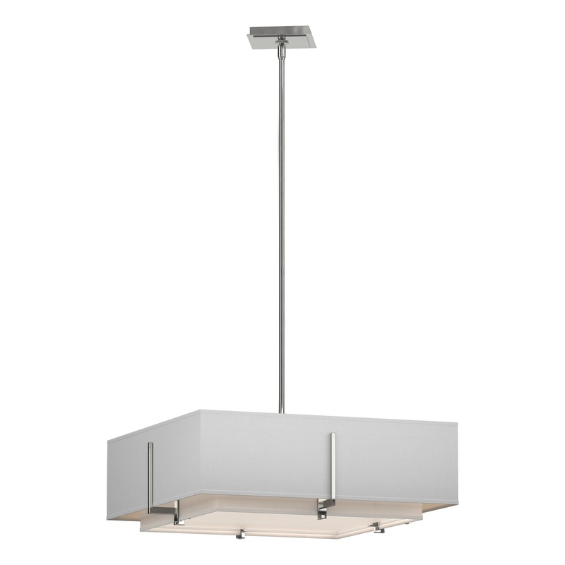 Exos Square Double Shade Pendant Sterling Natural Anna Inner Shade & Natural Anna Outer Shade